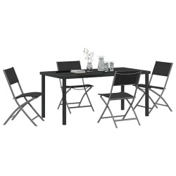 Ensemble de salle à manger de jardin 5 pièces en Textilène noir et acier 