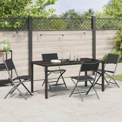 Ensemble de salle à manger de jardin 5 pièces en Textilène noir et acier 