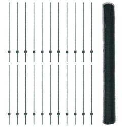 Piquets de clôture 11 pcs U-Channel vert 140 cm en acier 