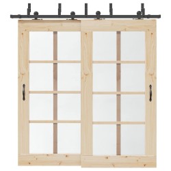 Kit de quincaillerie de porte coulissante 213,5 cm acier noir 