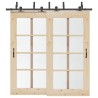 Kit de quincaillerie de porte coulissante 213,5 cm acier noir 