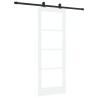 Porte coulissante avec kit de matériel 'ORKDAL'en bois massif et verre blanc 