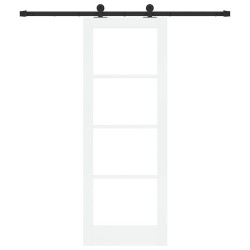 Porte coulissante avec kit de matériel 'ORKDAL'en bois massif et verre blanc 