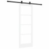 Porte coulissante avec kit de matériel 'ORKDAL'en bois massif et verre blanc 