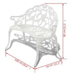 Banc de jardin 100 cm Aluminium coulé Blanc 