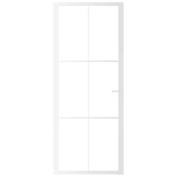 Porte intérieure 83x201,5 cm Blanc Verre ESG et aluminium 