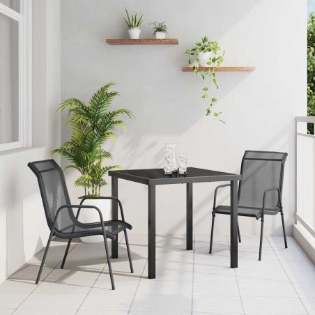 Ensemble de jardin 3 pièces noir en textilène et acier 