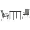 Ensemble de jardin 3 pièces noir en textilène et acier 