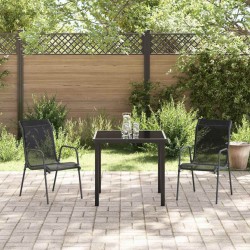 Ensemble de jardin 3 pièces noir en textilène et acier 
