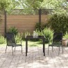 Ensemble de jardin 3 pièces noir en textilène et acier 