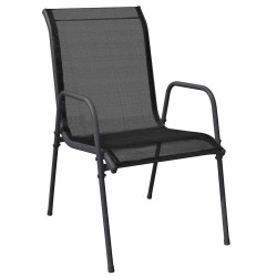 Ensemble de jardin 3 pièces noir en textilène et acier 