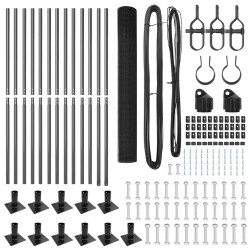 Ensemble de poteaux de clôture Lot de 2 Gris Métal et PVC 