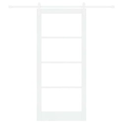 Porte coulissante avec ensemble de quincaillerie "ORKDAL" Bois massif et verre blanc 