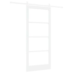 Porte coulissante avec ensemble de quincaillerie "ORKDAL" Bois massif et verre blanc 