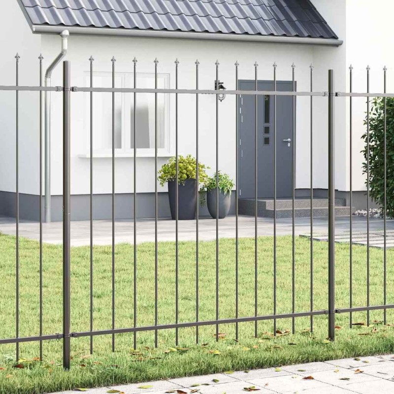 Clôture de jardin Gris 5.1 x 1 m Acier enduit de poudre 