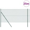 Jeu de Poteaux de Clôture Vert 1.4 x 25 m Acier galvanisé 