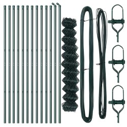 Jeu de Poteaux de Clôture Vert 1.4 x 25 m Acier galvanisé 