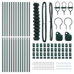 Jeu de Poteaux de Clôture Vert 1.4 x 25 m Acier galvanisé 