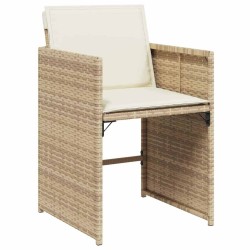 Set de salle à manger de jardin de 5 pièces avec coussins - Rotin poly beige 