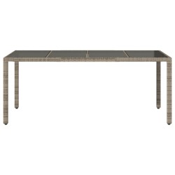 Table de jardin dessus en verre Gris 190x90x75cm Résine tressée 