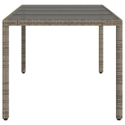 Table de jardin dessus en verre Gris 190x90x75cm Résine tressée 