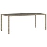 Table de jardin dessus en verre Gris 190x90x75cm Résine tressée 