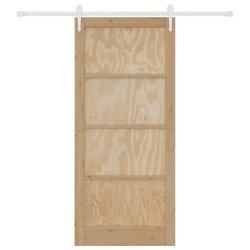 Porte coulissante avec ensemble de quincaillerie 93x211 cm en bois massif de pin 