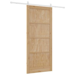 Porte coulissante avec ensemble de quincaillerie 93x211 cm en bois massif de pin 