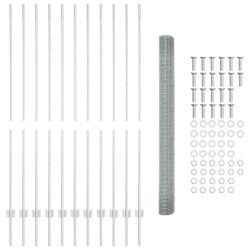 Clôture en fil soudé avec 22 poteaux U Argent 1.5x25 m Acier 