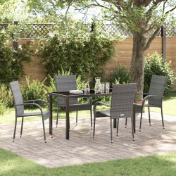Ensemble de salle à manger pour jardin 5 pcs Gris 4 places 