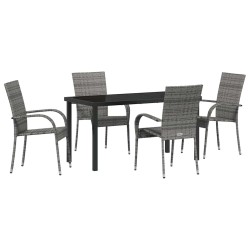Ensemble de salle à manger pour jardin 5 pcs Gris 4 places 