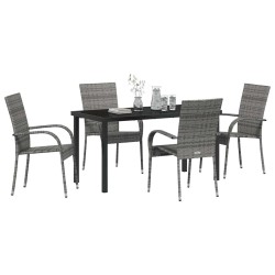 Ensemble de salle à manger pour jardin 5 pcs Gris 4 places 