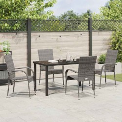 Ensemble de salle à manger pour jardin 5 pcs Gris 4 places 