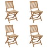 Chaises pliables de jardin lot de 4 avec coussins Bois d'acacia 