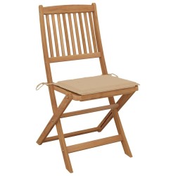 Chaises pliables de jardin lot de 4 avec coussins Bois d'acacia 