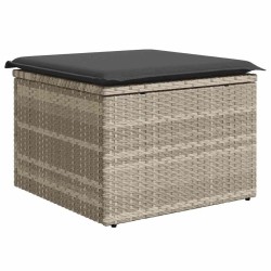 Ensemble de salon de jardin 4 pièces avec des coussins gris clair en polyrotin 