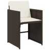 Ensemble de salle à manger de jardin 5 pièces avec coussins marron poly rattan 