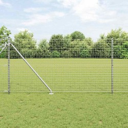 Clôture Euro avec 7 poteaux en pointe, 1x10 m, en acier galvanisé 