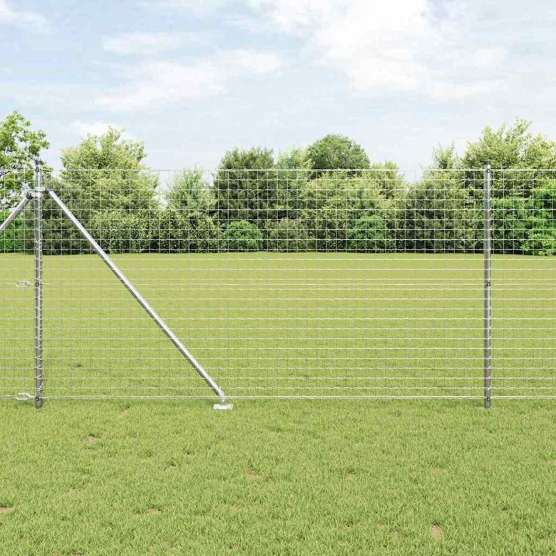Clôture Euro avec 7 poteaux en pointe, 1x10 m, en acier galvanisé 