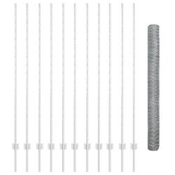 Ensemble de Clôture Hexagonale Pack de 2 Acier galvanisé 25 x 1.5 m 