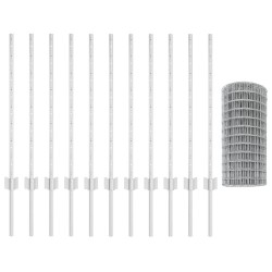 Clôture Euro avec 11 poteaux en U Argent 0,8x25 m Acier 
