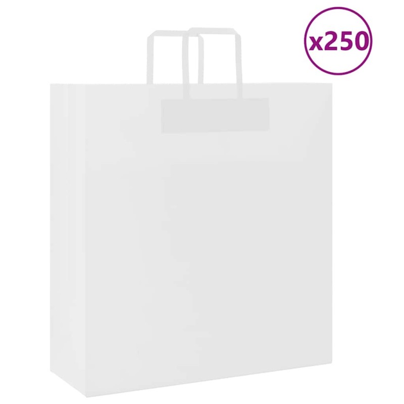 Sacs en papier 250 pcs avec poignées blanc 45x17x48 cm 