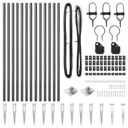 Ensemble de poteaux de clôture 13 pcs Gris Ø32mm 160 cm Métal 