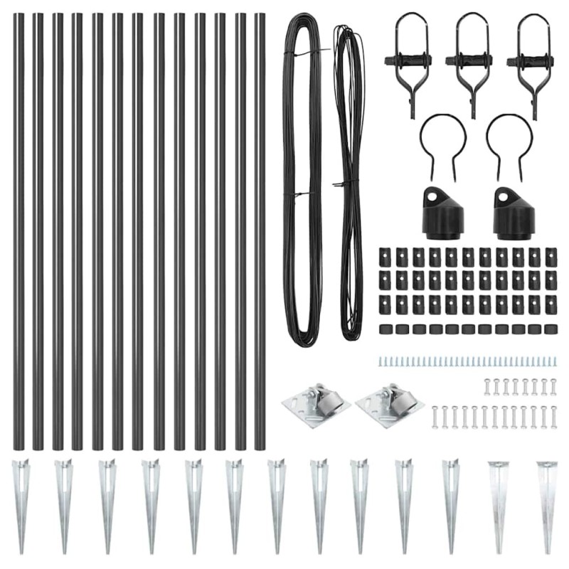 Ensemble de poteaux de clôture 13 pcs Gris Ø32mm 160 cm Métal 