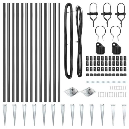 Ensemble de poteaux de clôture 13 pcs Gris Ø32mm 160 cm Métal 
