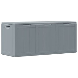Boîte de rangement de jardin 270 L Gris PP aspect bois 