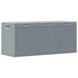 Boîte de rangement de jardin 270 L Gris PP aspect bois 