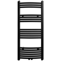 Sèche-serviettes eau chaude à rails incurvés noir 500 x 1160 mm 