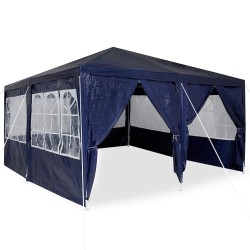 Tente de fête avec 8 parois latérales bleues 4x4 m PE 