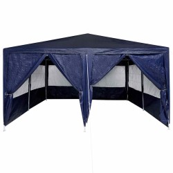 Tente de fête avec 8 parois latérales bleues 4x4 m PE 